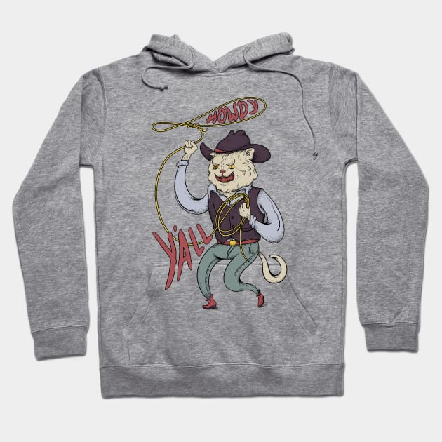 Howdy Yall - Rodeo Cowboy Cat Hoodie by anycolordesigns